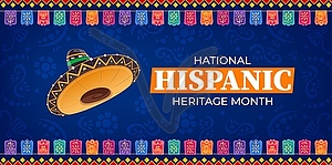 Papel picado and sombrero hispanic heritage month - vector image