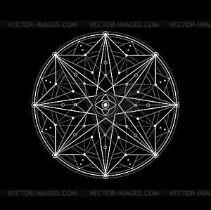 Духовная татуировка, магическая пентаграмма сакральной геометрии - клипарт в векторном формате