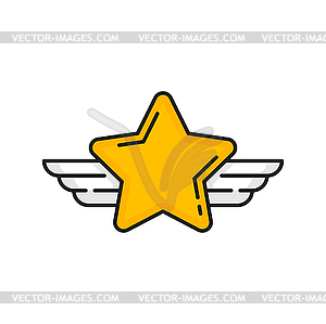 Rank star with wings icon, quality rating symbol - vector clipart / vector image