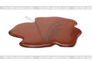 Liquid chocolate puddle, brown choco milk spill - vector clipart