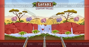 African safari hunting carnival shoot game, range - vector image