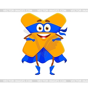 Cartoon math multiplication sign number superhero - vector clipart