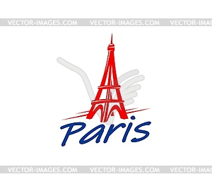 Paris Eiffel tower icon, France travel symbol - vector image