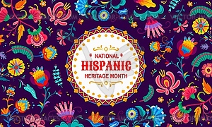 Hispanic heritage month banner tropical flowers - vector image