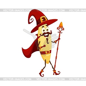 Cartoon orzo Halloween pasta wizard and witch - vector clip art