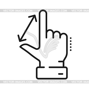 Увеличивайте и уменьшайте знак, изменяйте размер значка жеста руки - графика в векторном формате