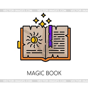 Книга заклинаний, значок колдовства и магии, знак - клипарт в векторном формате