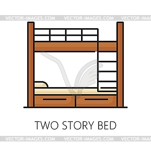 Two story bed furniture icon, home interior - vector image