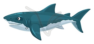 Megalodon shark dinosaur cartoon character - vector image