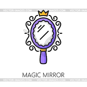 Magic mirror witchcraft magic icon, mystery sign - vector clipart