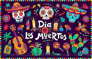 Day of dead dia de los muertos holiday banner - vector clipart