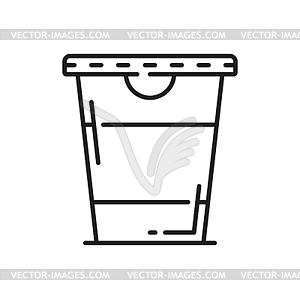 Paper coffee cup with lid thin line icon - vector clipart