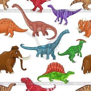 Cartoon dinosaur characters seamless pattern - vector image