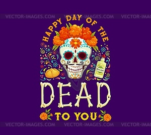 Day of Dead Dia de los Muertos mexican banner - vector image