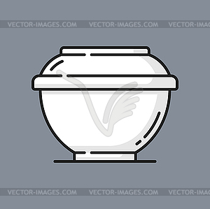 Plastic container for soup, takeaway food box icon - vector clipart