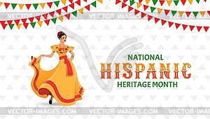 Dancing woman on national hispanic heritage month - vector image