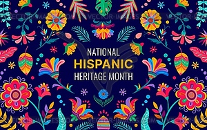 National hispanic heritage banner with flowers - vector clipart