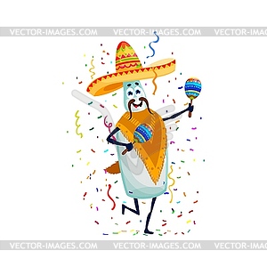 Mexican pulque bottle character on holiday party - vector image