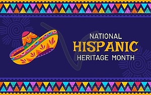 National Hispanic heritage month banner, sombrero - vector clipart