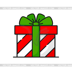 Gift box square Christmas surprise gift line icon - vector clipart