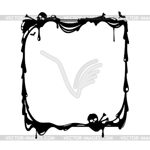 Halloween holiday black frame adorned with skulls - vector clipart