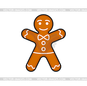 Holiday gingerbread man cookie, bakery line icon - vector EPS clipart