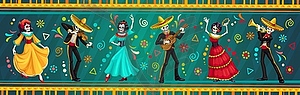 Mexican Dia de Los Muertos holiday characters - vector image