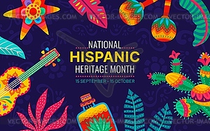 National Hispanic heritage month festival flyer - vector clipart