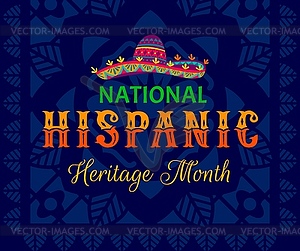 Sombrero hat pattern on national Hispanic heritage - vector image