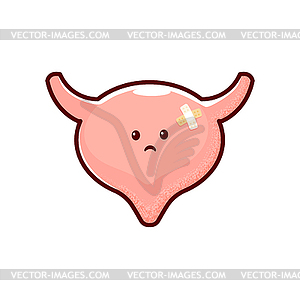 Cartoon sick bladder organ character with urethra - vector clipart