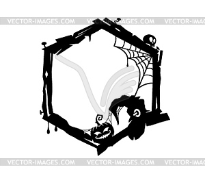 Halloween black holiday frame with pumpkin and hat - vector clipart