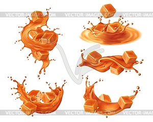 Карамельный соус или сироп, брызги ирисной волны - векторизованное изображение