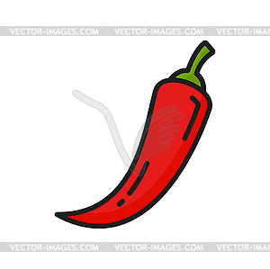 Hot chili pepper veggie line icon - vector clip art