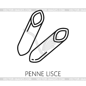 Raw italian penne lissce pasta food outline icon - vector EPS clipart