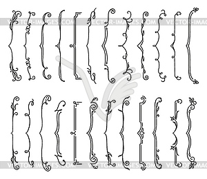 Wedding floral parenthesis borders, outline arrows - vector clip art