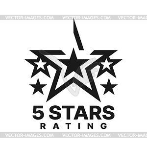 Five star best rating, award icon or sign - vector clipart