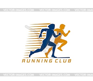 Marathon run competition, sport club or gym icon - vector image