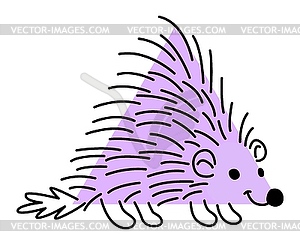 Cartoon hedgehog animal character with math shape - stock vector clipart