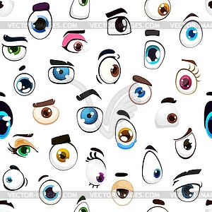 Cartoon comic eyes with eyelash seamless pattern - vector clip art