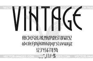 Art deco font, retro typeface, nouveau alphabet - vector clipart