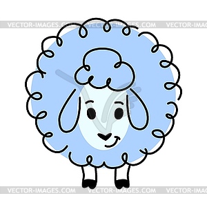 Мультяшный персонаж-овца с математической формой - векторизованное изображение клипарта