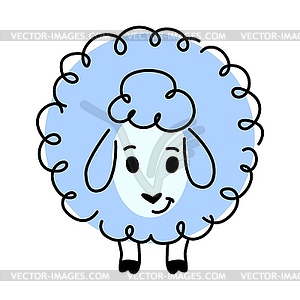 Cartoon sheep animal character with math shape - vector clip art