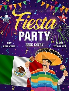 Флаер для вечеринки в честь мексиканской фиесты, пригласительный плакат - векторный дизайн