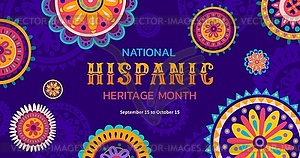 National hispanic month banner with patterns - vector image