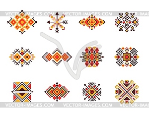 Mexican tribal motif patterns ethnic line ornament - vector image