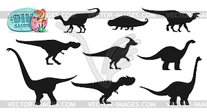 Dinosaurs cartoon characters silhouettes - vector image