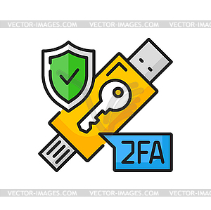 Flash drive two step verification info protection - vector image