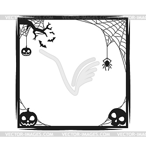 Halloween holiday black frame, spider, pumpkin - vector image