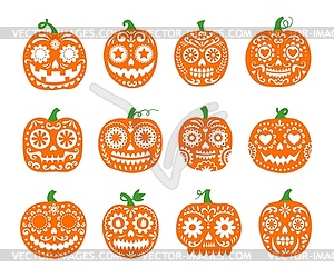 Halloween or Day of Dead mexican pumpkins - vector clipart