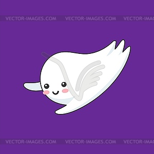 Cartoon kawaii Halloween ghost funny boo character - vector image